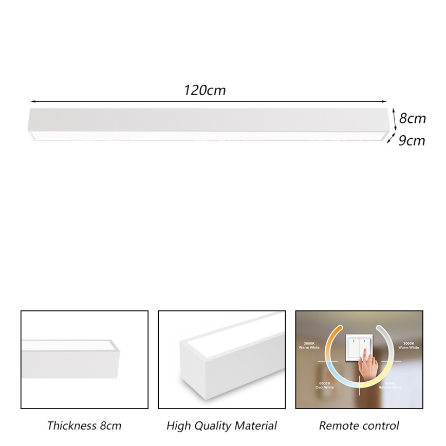 Immax NEO 07259L - LED Aptumšojama griestu lampa NEO LITE LUNGO LED/38W/230V 3000-6000K Wi-Fi Tuya balta + tālvadības pults