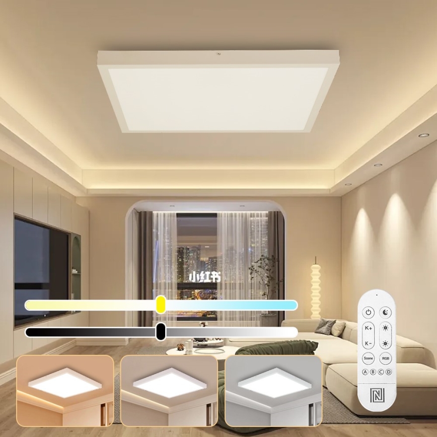 Immax NEO 07277L - LED Aptumšojama vannas istabas griestu lampa NEO LITE FRAME LED/50W/230V IP44 Wi-Fi Tuya +remote vadība balta
