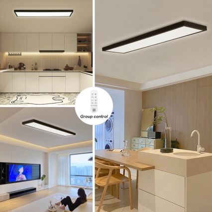 Immax NEO 07278L - LED Aptumšojama vannas istabas griestu lampa NEO LITE FRAME LED/50W/230V IP44 Wi-Fi Tuya + tālvadības pults melna