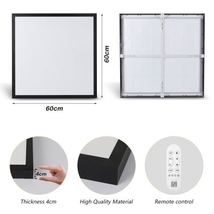 Immax NEO 07279L - LED Aptumšojama vannas istabas griestu lampa NEO LITE FRAME LED/50W/230V IP44 Wi-Fi Tuya + tālvadības pults melna