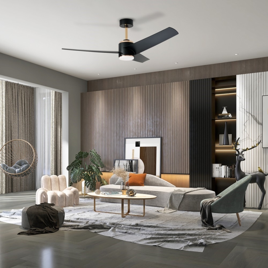 Immax NEO 07280L - LED Aptumšojams griestu ventilators BEAUTY LED/18W/230V Wi-Fi Tuya melna + tālvadības pults