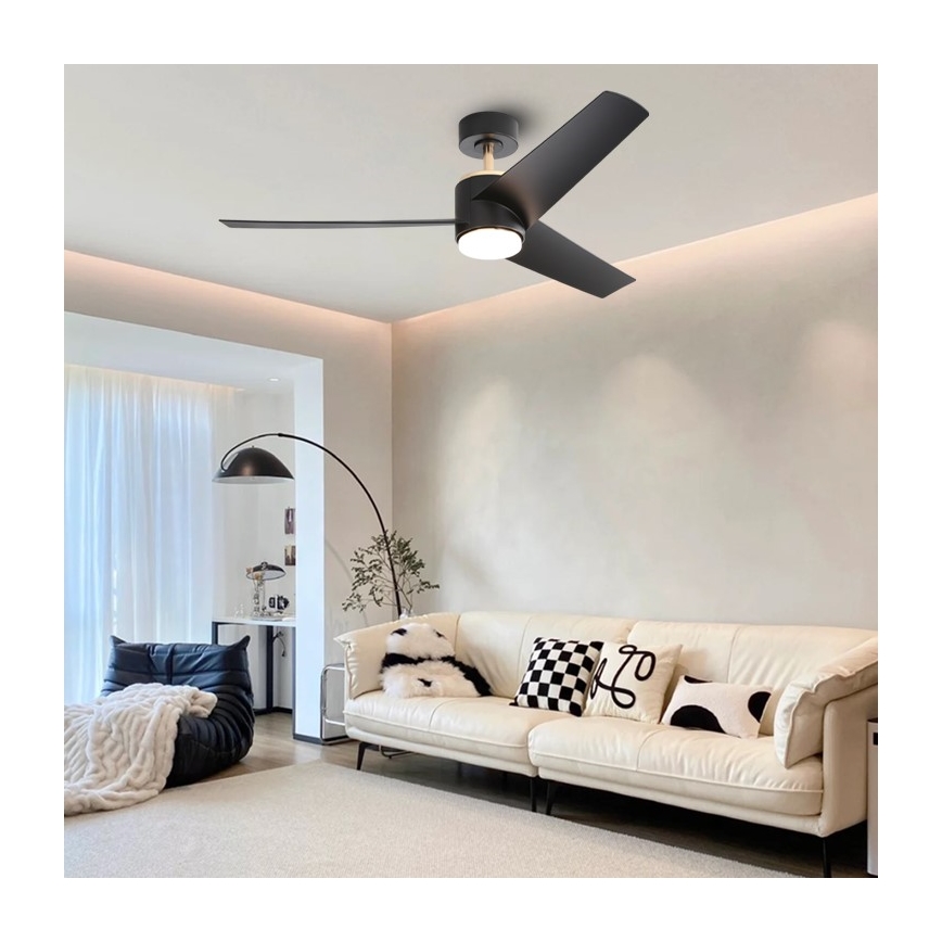 Immax NEO 07280L - LED Aptumšojams griestu ventilators BEAUTY LED/18W/230V Wi-Fi Tuya melna + tālvadības pults