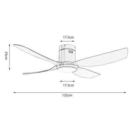 Immax NEO 07282L - LED+CCT Dimējams griestu ventilators PURE LED/24W/230V 3000/4000/6000K Wi-Fi Tuya Ø 132 cm + tālvadības pults