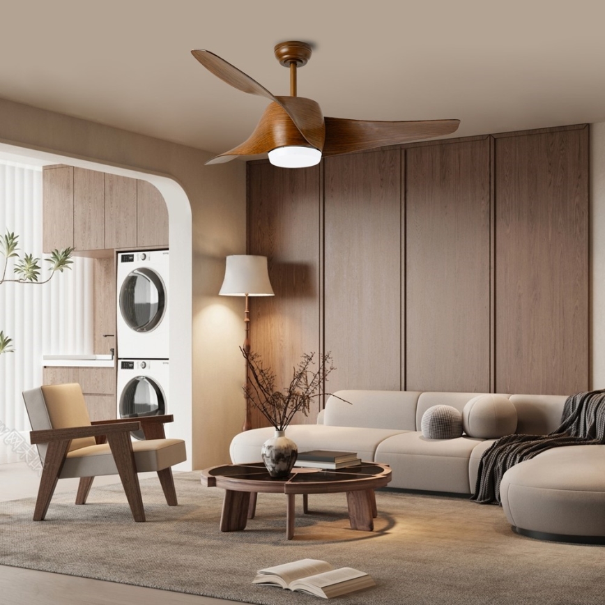 Immax NEO 07286L - LED Aptumšojams griestu ventilators WAVE LED/18W/230V Wi-Fi Tuya brūna + tālvadības pults
