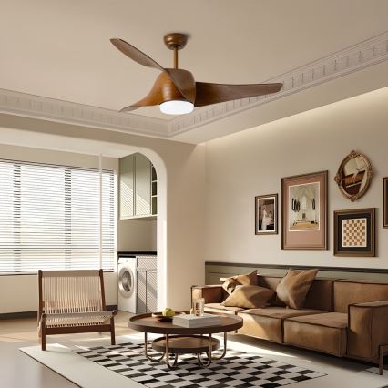Immax NEO 07286L - LED Aptumšojams griestu ventilators WAVE LED/18W/230V Wi-Fi Tuya brūna + tālvadības pults