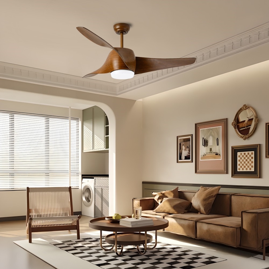 Immax NEO 07286L - LED Aptumšojams griestu ventilators WAVE LED/18W/230V Wi-Fi Tuya brūna + tālvadības pults