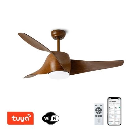 Immax NEO 07286L - LED Aptumšojams griestu ventilators WAVE LED/18W/230V Wi-Fi Tuya brūna + tālvadības pults