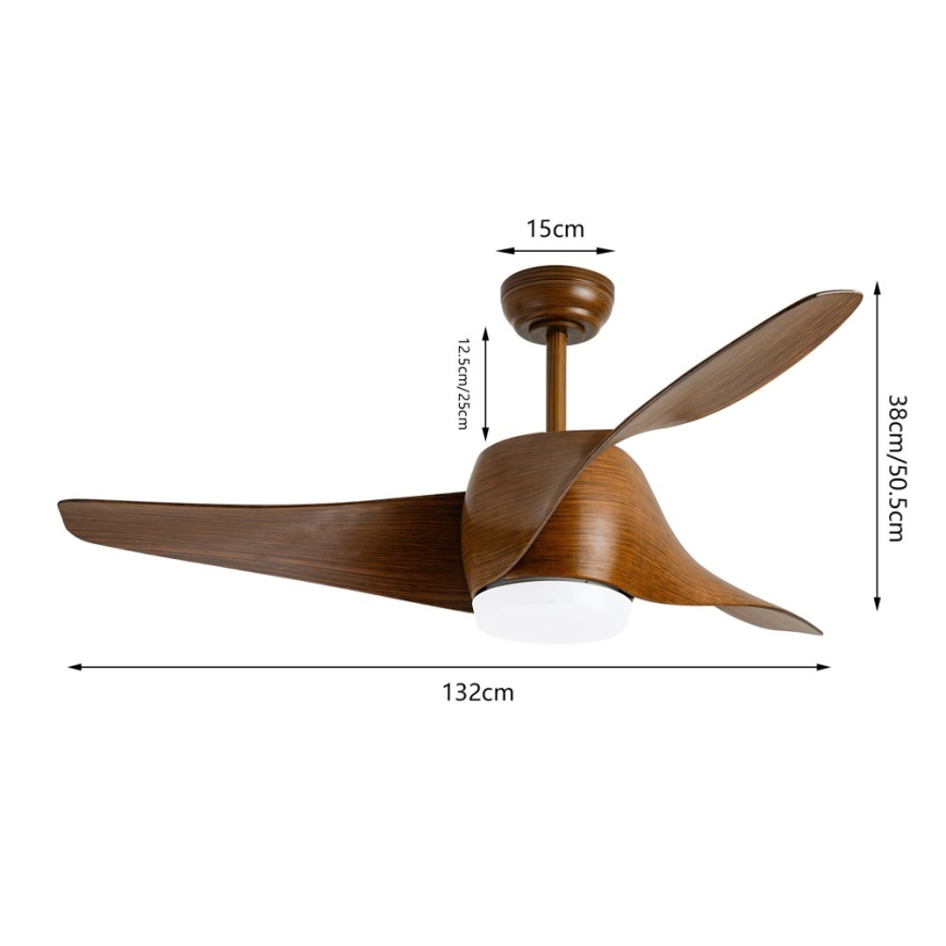 Immax NEO 07286L - LED Aptumšojams griestu ventilators WAVE LED/18W/230V Wi-Fi Tuya brūna + tālvadības pults
