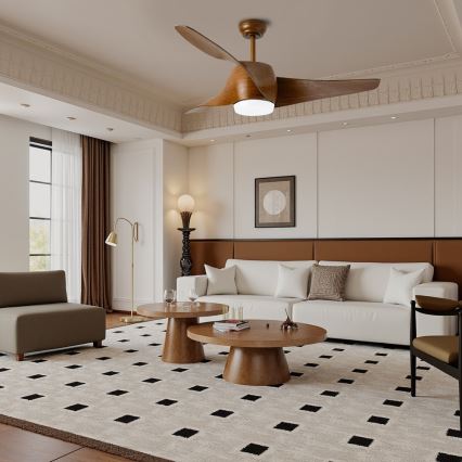 Immax NEO 07286L - LED griestu ventilators WAVE LED/18W/230V Wi-Fi Tuya brūns Ø 132 cm + tālvadības pults