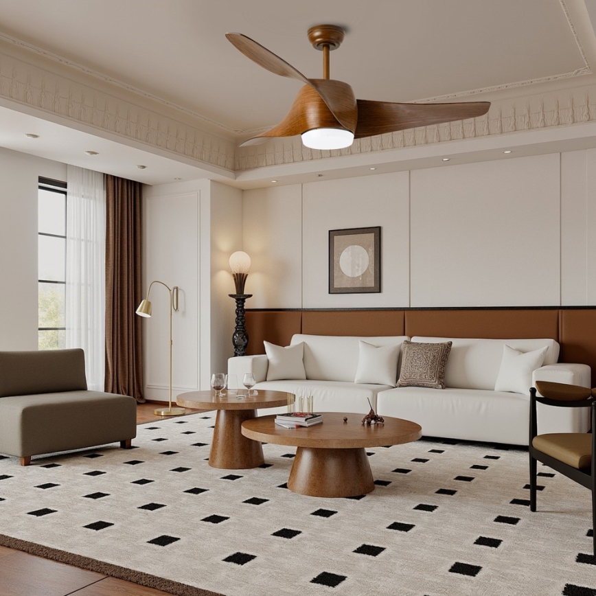 Immax NEO 07286L - LED griestu ventilators WAVE LED/18W/230V Wi-Fi Tuya brūns Ø 132 cm + tālvadības pults