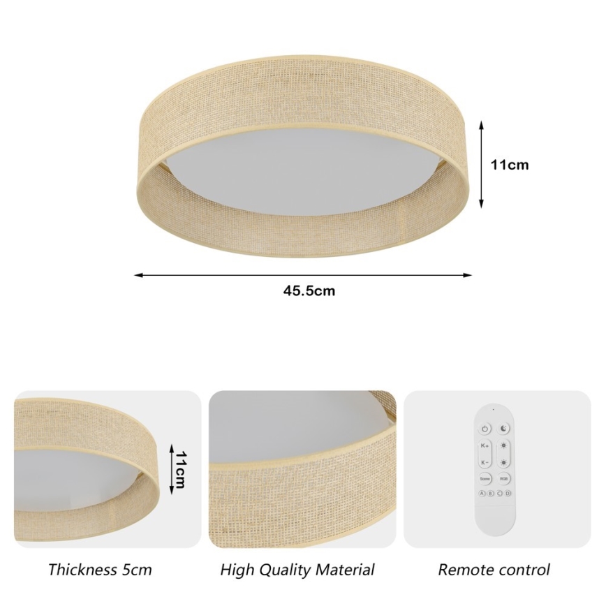 Immax NEO 07289L - LED+CCT regulējams griestu gaismeklis LONA LED/36W/230V 3000-6000K Wi-Fi Tuya Ø 45,5 cm + tālvadības pults