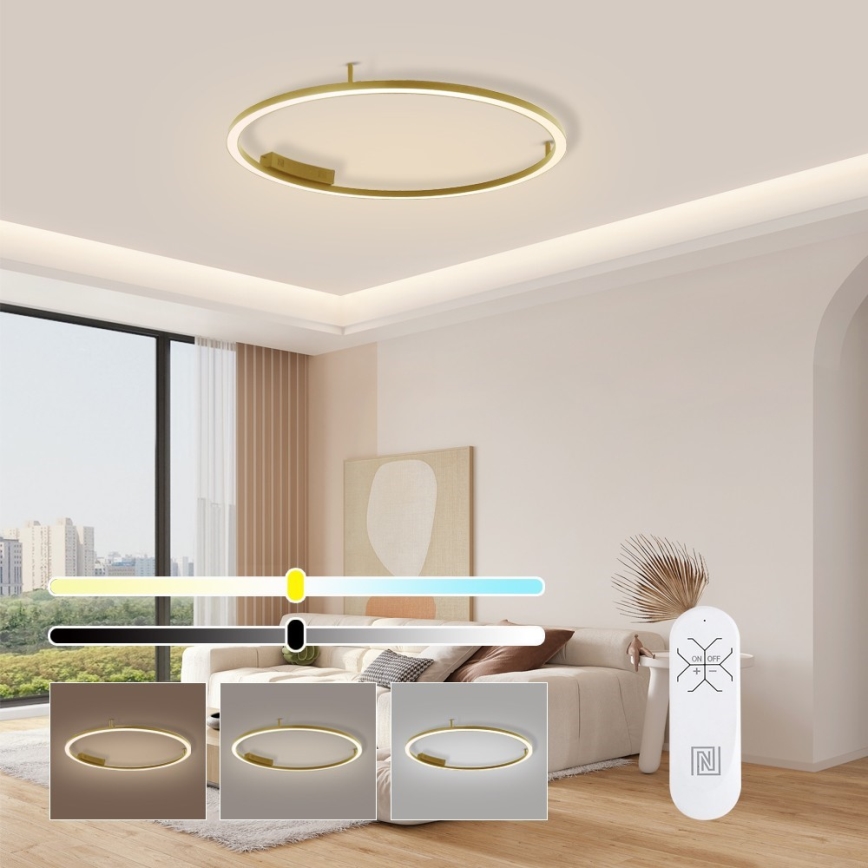 Immax NEO 07291-80G - LED+CCT regulējama griestu lampa FINO, LED/55W/230V, 2700–6500K, Tuya, Ø 80 cm + tālvadības pults