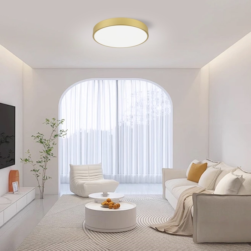 Immax NEO 07292L - LED dimmējams griestu gaismeklis NEO LITE SEMPLICI LED/36W/230V 3000-6000K Ø 40 cm Wi-Fi Tuya, zelta krāsā + ar tālvadības pulti