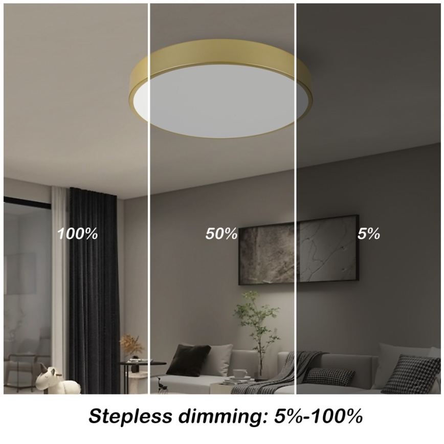 Immax NEO 07292L - LED dimmējams griestu gaismeklis NEO LITE SEMPLICI LED/36W/230V 3000-6000K Ø 40 cm Wi-Fi Tuya, zelta krāsā + ar tālvadības pulti