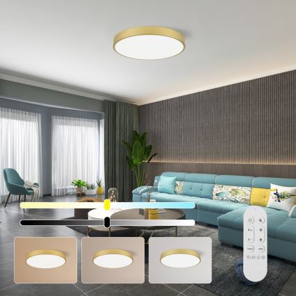 Immax NEO 07293L - dimmējama LED griestu lampa NEO LITE SEMPLICI LED/60W/230V 3000-6000K Ø 60 cm Wi‑Fi Tuya zelta + ar tālvadības pulti