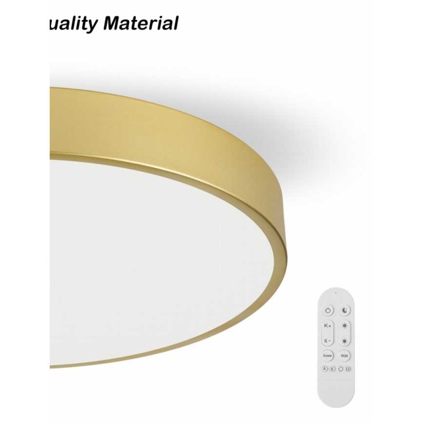 Immax NEO 07293L - dimmējama LED griestu lampa NEO LITE SEMPLICI LED/60W/230V 3000-6000K Ø 60 cm Wi‑Fi Tuya zelta + ar tālvadības pulti