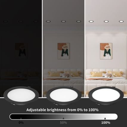 Immax NEO 07294L - dimmējams LED iemontējamais griestu lukturis DOWN, LED 12 W, 230 V, ar Wi‑Fi, Ø 12 cm, melns