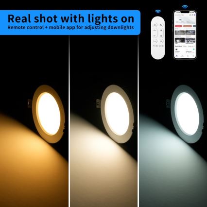 Immax NEO 07294L - dimmējams LED iemontējamais griestu lukturis DOWN, LED 12 W, 230 V, ar Wi‑Fi, Ø 12 cm, melns