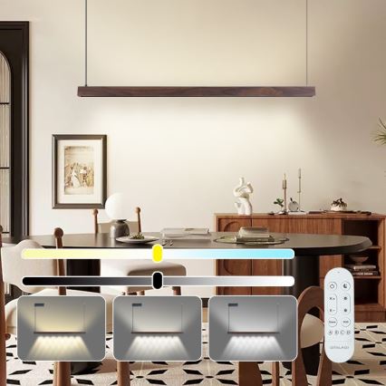 Immax NEO 07300L - dimējama LED pakaramā griestu lampa MADEIRA LED/26W/230V Wi-Fi Tuya 122 cm valrieksta apdare + tālvadība