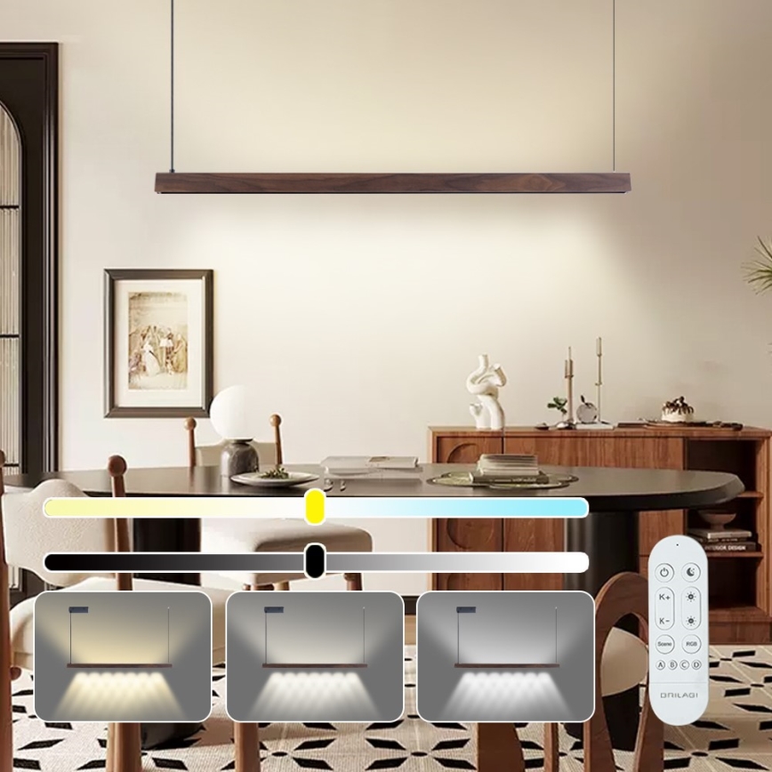 Immax NEO 07300L - dimējama LED pakaramā griestu lampa MADEIRA LED/26W/230V Wi-Fi Tuya 122 cm valrieksta apdare + tālvadība