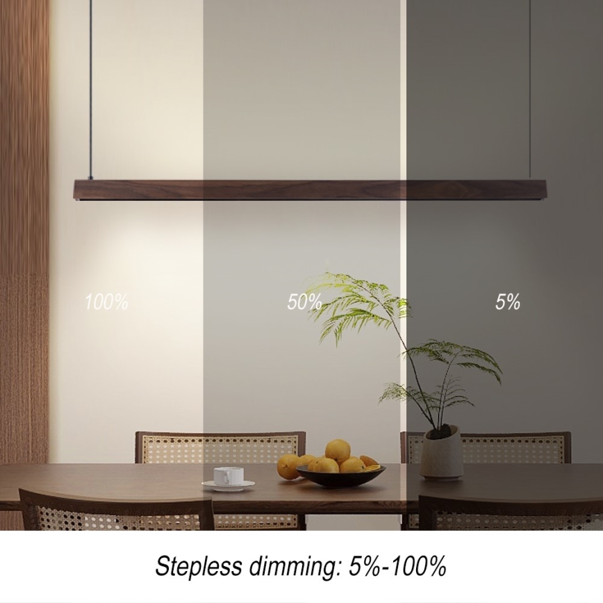 Immax NEO 07300L - dimējama LED pakaramā griestu lampa MADEIRA LED/26W/230V Wi-Fi Tuya 122 cm valrieksta apdare + tālvadība