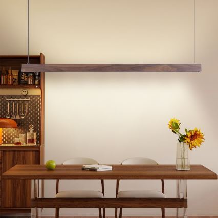 Immax NEO 07300L - dimējama LED pakaramā griestu lampa MADEIRA LED/26W/230V Wi-Fi Tuya 122 cm valrieksta apdare + tālvadība