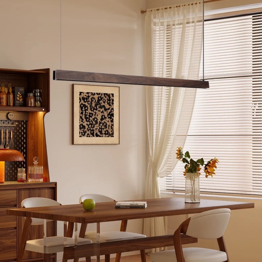 Immax NEO 07300L - dimējama LED pakaramā griestu lampa MADEIRA LED/26W/230V Wi-Fi Tuya 122 cm valrieksta apdare + tālvadība