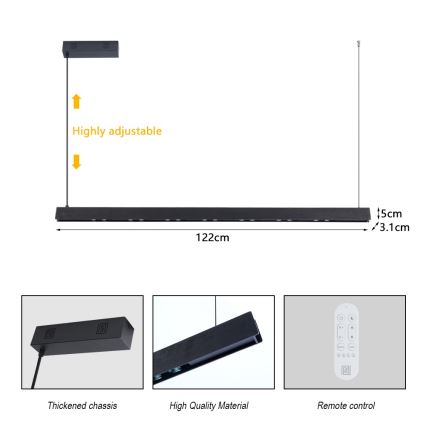 Immax NEO 07300L - dimējama LED pakaramā griestu lampa MADEIRA LED/26W/230V Wi-Fi Tuya 122 cm valrieksta apdare + tālvadība