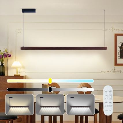 Immax NEO 07301L - dimmējama LED lustra uz troses MADEIRA LED/33W/230V Wi‑Fi Tuya 152 cm, valrieksts + tālvadības pults