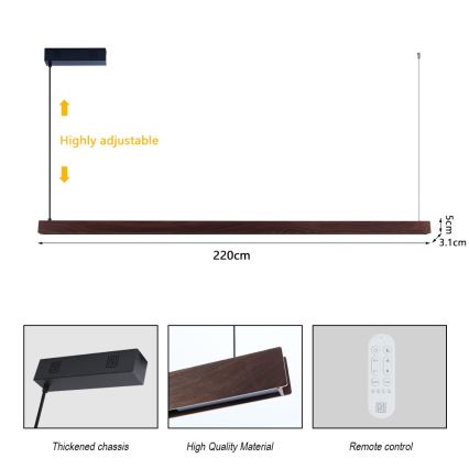 Immax NEO 07302L - LED regulējama lustra uz kabeļa MADEIRA LED/44W/230V Wi‑Fi Tuya 202 cm valrieksts + ar tālvadības pulti