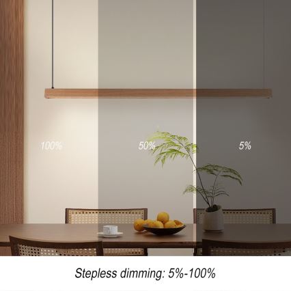 Immax NEO 07303L - LED dimmējama pakaramā lampa uz kabeļa MADEIRA LED/26W/230V Wi-Fi Tuya 122 cm ozols + ar tālvadības pulti