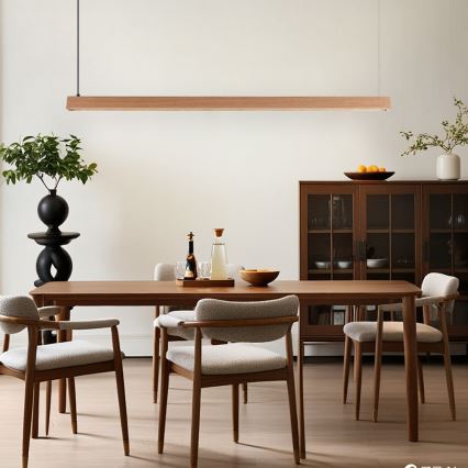 Immax NEO 07303L - LED dimmējama pakaramā lampa uz kabeļa MADEIRA LED/26W/230V Wi-Fi Tuya 122 cm ozols + ar tālvadības pulti