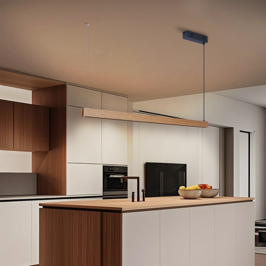 Immax NEO 07303L - LED dimmējama pakaramā lampa uz kabeļa MADEIRA LED/26W/230V Wi-Fi Tuya 122 cm ozols + ar tālvadības pulti