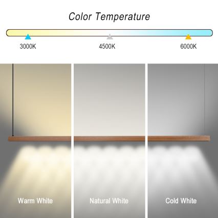 Immax NEO 07305L - LED dimējama lustra uz troses MADEIRA LED/44W/230V Wi-Fi Tuya 202 cm ozols + tālvadība