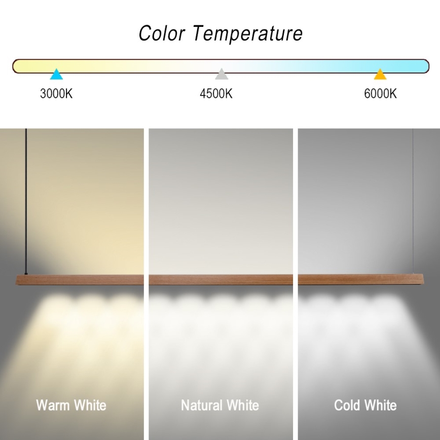 Immax NEO 07305L - LED dimējama lustra uz troses MADEIRA LED/44W/230V Wi-Fi Tuya 202 cm ozols + tālvadība