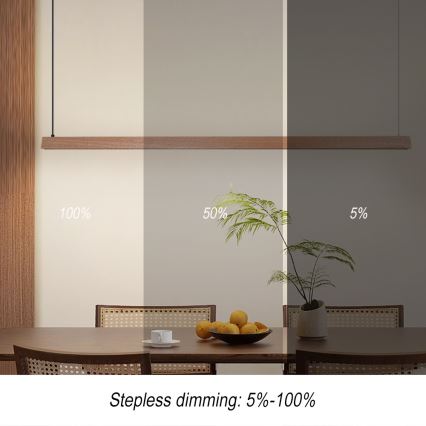 Immax NEO 07305L - LED dimējama lustra uz troses MADEIRA LED/44W/230V Wi-Fi Tuya 202 cm ozols + tālvadība