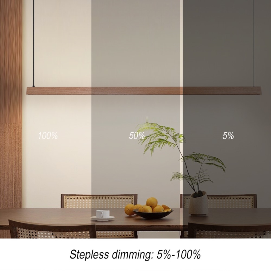 Immax NEO 07305L - LED dimējama lustra uz troses MADEIRA LED/44W/230V Wi-Fi Tuya 202 cm ozols + tālvadība