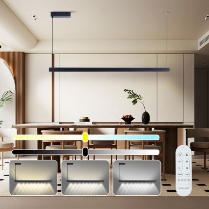 Immax NEO 07307L - regulējama LED piekaramā lampa uz troses MADEIRA LED/33W/230V Wi‑Fi Tuya 152 cm melna + tālvadības pults