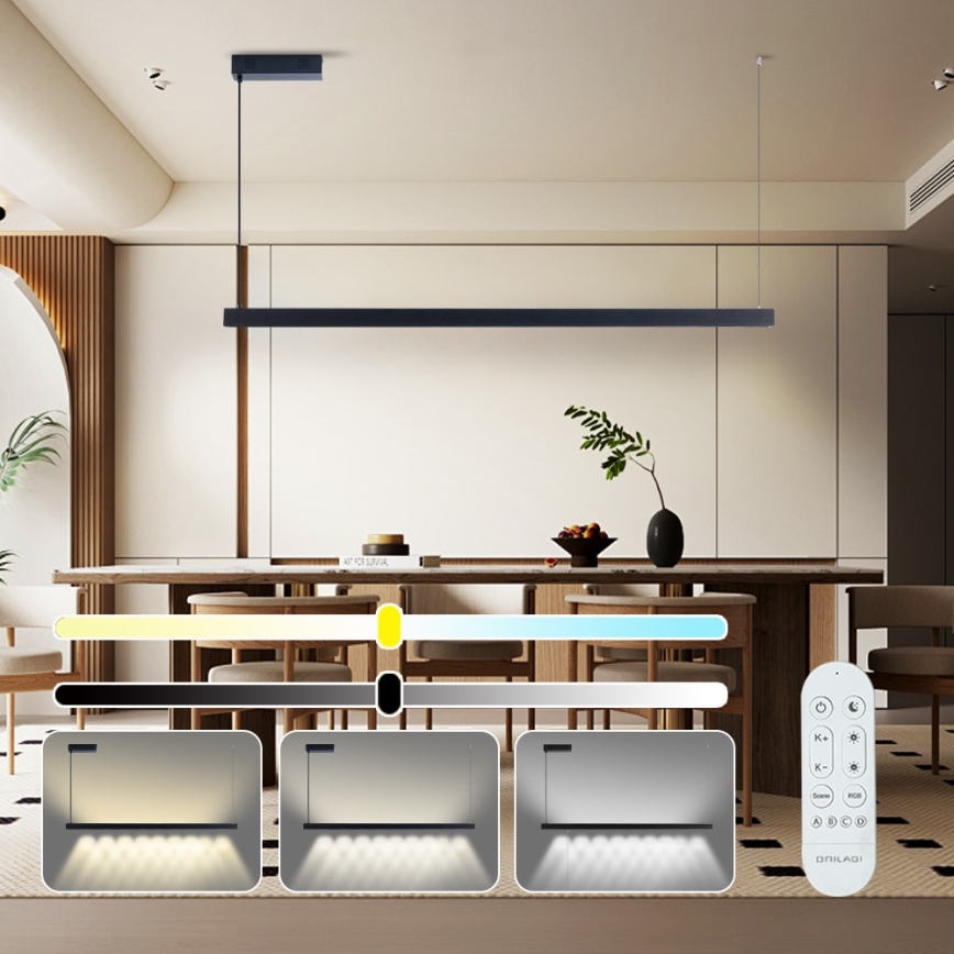 Immax NEO 07307L - regulējama LED piekaramā lampa uz troses MADEIRA LED/33W/230V Wi‑Fi Tuya 152 cm melna + tālvadības pults