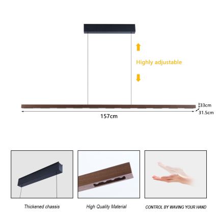 Immax NEO 07309L - LED lustra ar regulējamu spilgtumu uz troses ar sensoru MADEIRA LED/37W/230V 157 cm valrieksts