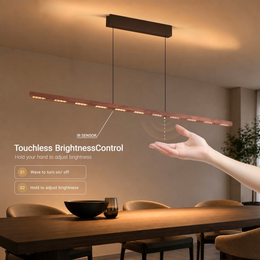 Immax NEO 07309L - LED lustra ar regulējamu spilgtumu uz troses ar sensoru MADEIRA LED/37W/230V 157 cm valrieksts