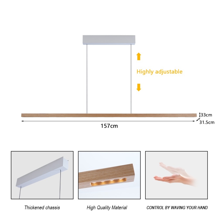 Immax NEO 07310L - MADEIRA LED dimējama lustra uz troses ar sensoru LED/37W/230V 157 cm, no oses