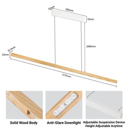 Immax NEO 07310L - MADEIRA LED dimējama lustra uz troses ar sensoru LED/37W/230V 157 cm, no oses