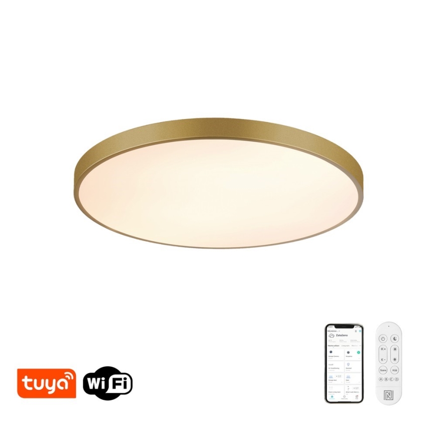 Immax NEO 07311L - SEMPLICI LED dimējams griestu gaismeklis LED/96W/230V diam. 80 cm Wi‑Fi Tuya, zelta + tālvadības pults