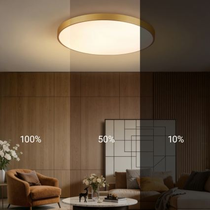 Immax NEO 07311L - SEMPLICI LED dimējams griestu gaismeklis LED/96W/230V diam. 80 cm Wi‑Fi Tuya, zelta + tālvadības pults