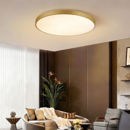 Immax NEO 07311L - SEMPLICI LED dimējams griestu gaismeklis LED/96W/230V diam. 80 cm Wi‑Fi Tuya, zelta + tālvadības pults