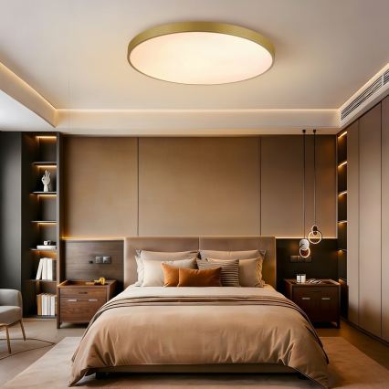 Immax NEO 07311L - SEMPLICI LED dimējams griestu gaismeklis LED/96W/230V diam. 80 cm Wi‑Fi Tuya, zelta + tālvadības pults