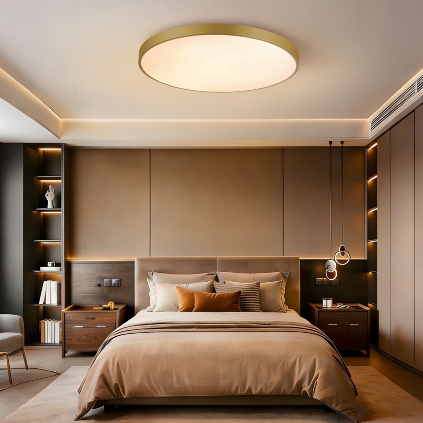 Immax NEO 07311L - SEMPLICI LED dimējams griestu gaismeklis LED/96W/230V diam. 80 cm Wi‑Fi Tuya, zelta + tālvadības pults