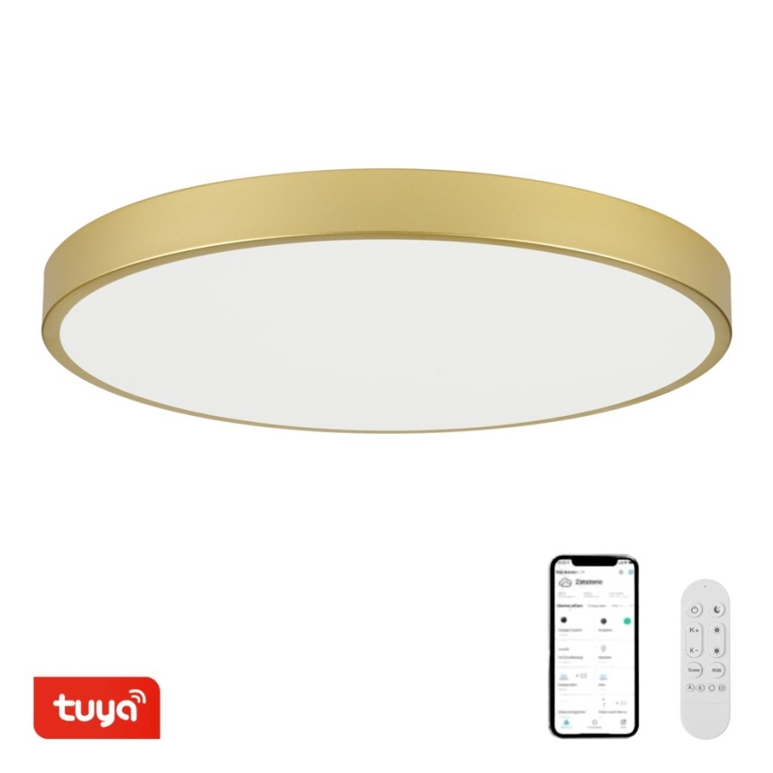 Immax NEO 07312L - LED aptumšojams griestu gaismeklis SEMPLICI LED/128W/230V, diametrs 100 cm, Wi‑Fi Tuya, zelta krāsa + tālvadības pults