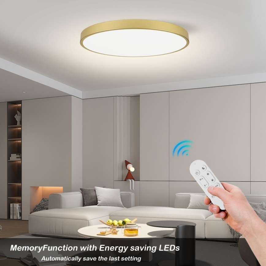 Immax NEO 07312L - LED aptumšojams griestu gaismeklis SEMPLICI LED/128W/230V, diametrs 100 cm, Wi‑Fi Tuya, zelta krāsa + tālvadības pults